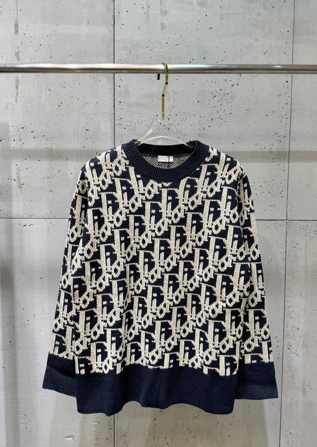 Dior C D25Fw New All-over Jacquard Crew Neck Sweater Purchased from National Spe
