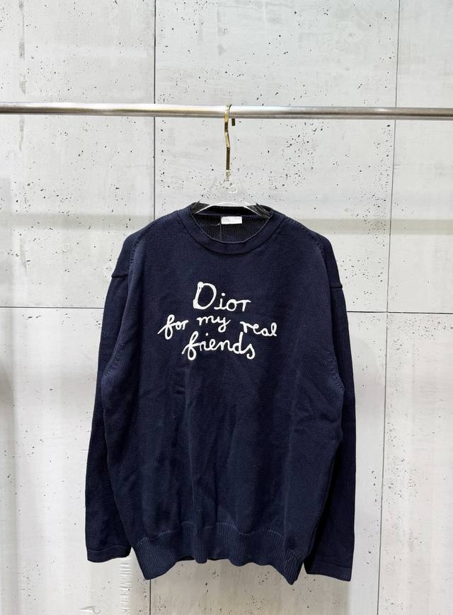 Dior C D New Embroidered Knitted Pullover Crew Neck Sweater Fabric: Made of 16-c