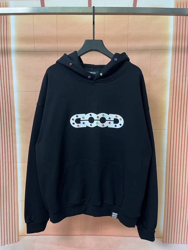 Bulk Product Photos# Goodbrand 25Ss Thick Glue Printed Logo Rhinestone Hooded Sw