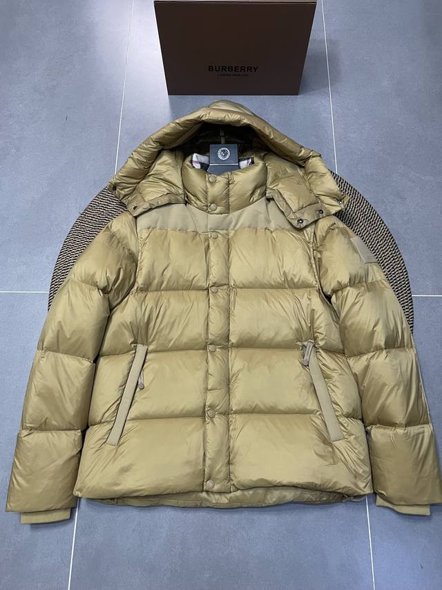 Bbr Hooded Short Down Jacket. Made with original custom waterproof nylon fabric