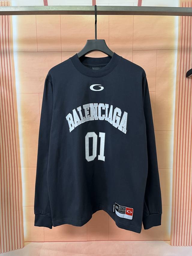 Bulk Product Photos# Balenciaga Jersey No. 01 Embroidered Print Crew Neck Long S