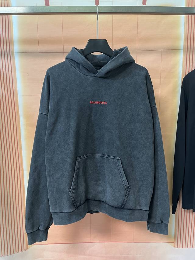 Bulk Product Photos# Balenciaga Parisian Letter Embroidered Washed Distressed Ho