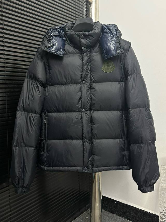 Moncler Cyclone 2-in-1 Detachable Down Jacket. Features a stand-up collar, hood,