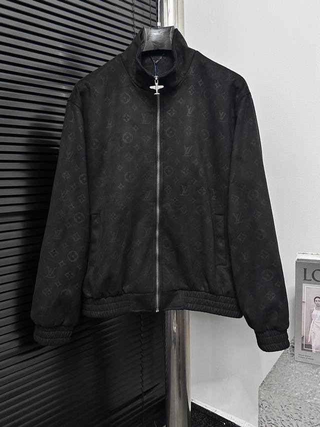 Louis Vuitton Suede Embossed Airplane Zipper Jacket (Wang Hedi's Style) This sue