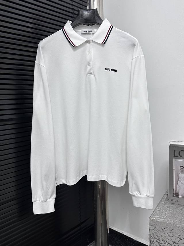 Miumiu 25Ss Embroidered Polo Long-Sleeve Shirt (Ddd) Made with custom-woven and
