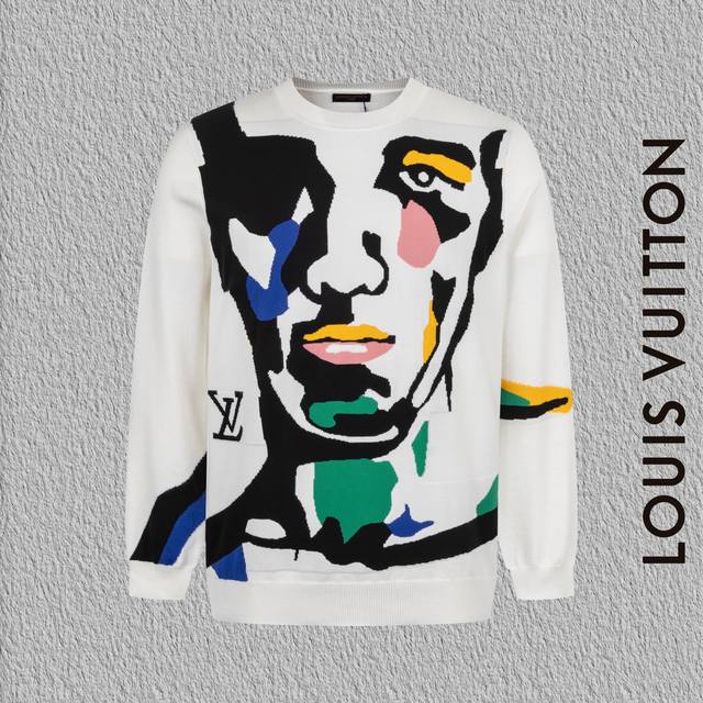 Style No. B64 Louis Vuitton Sketch Colored Face Crew Neck Sweater, Consistent wi