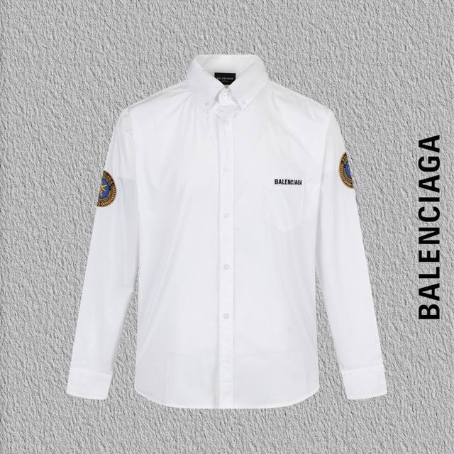 Style No. B53 Paris Pocket Embroidered Letter Multi-Label Badge Shirt Same style