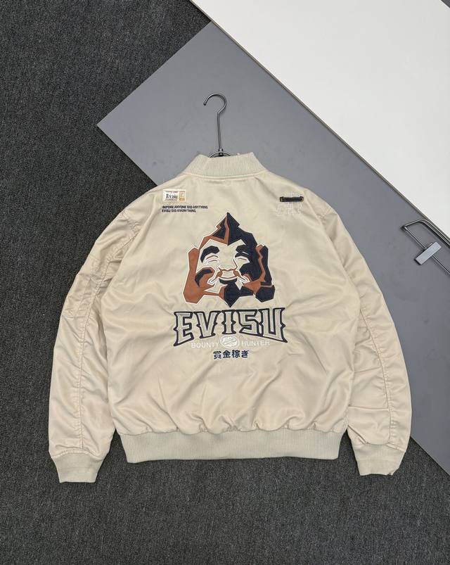 High-quality 2025 Autumn/Winter Evisu Men's Embroidered Buddha Head Flight Jacke