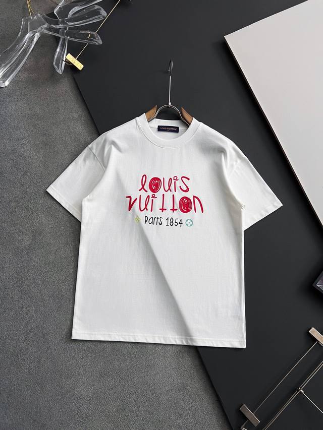 Lv Louis Vuitton Fashion Show Style Classic Letter Design Short-Sleeve T-Shirt,