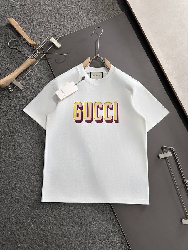 Gucci classic letter design short-sleeved T-shirt, 300g pure cotton, all tags in