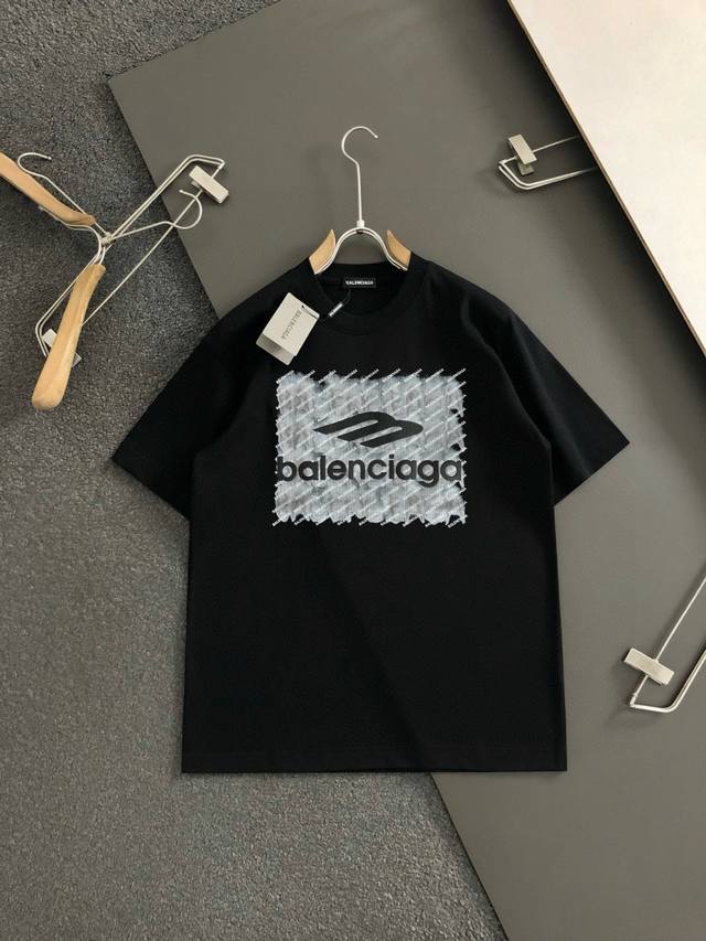 Balenciaga classic letter design short-sleeved T-shirt, 300g pure cotton, all ta