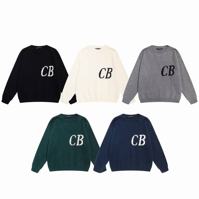 New Color: Dark Green Cole Buxton Minimalist Letter Jacquard Knit Sweater, Unise