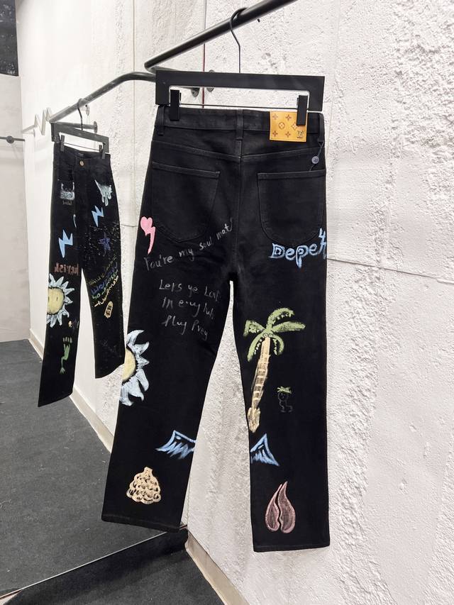 Style No.: H969 Louis Vuitton 25Ss Hand-painted splatter graffiti straight-leg l