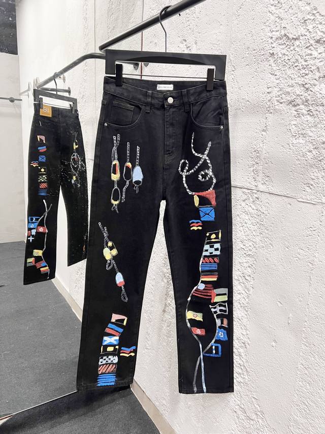 Style No.: H963 Balenciaga 23Ss Hand-painted splatter graffiti straight-leg loos