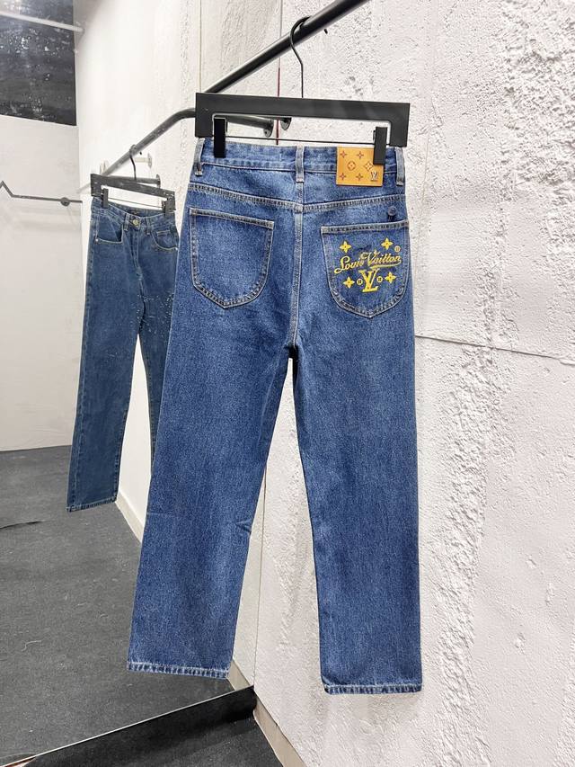 Style No.: H961 Louis Vuitton Ss25 Pure Cotton Washed Cartoon Print Jeans, Unise