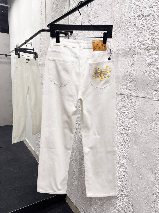 Style No.: H960 Louis Vuitton Ss25 Pure Cotton Washed Cartoon Print Jeans, Unise