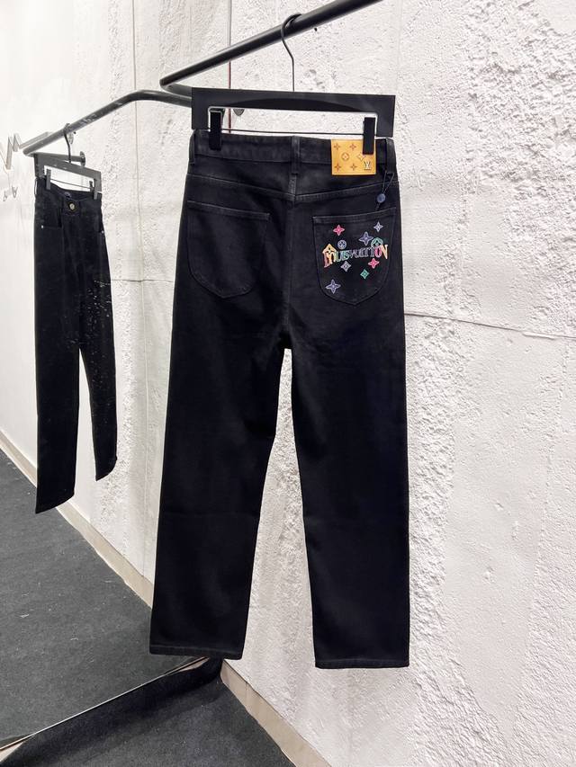 Style No.: H956 Louis Vuitton Ss25 Pure Cotton Washed Cartoon Print Jeans, Unise