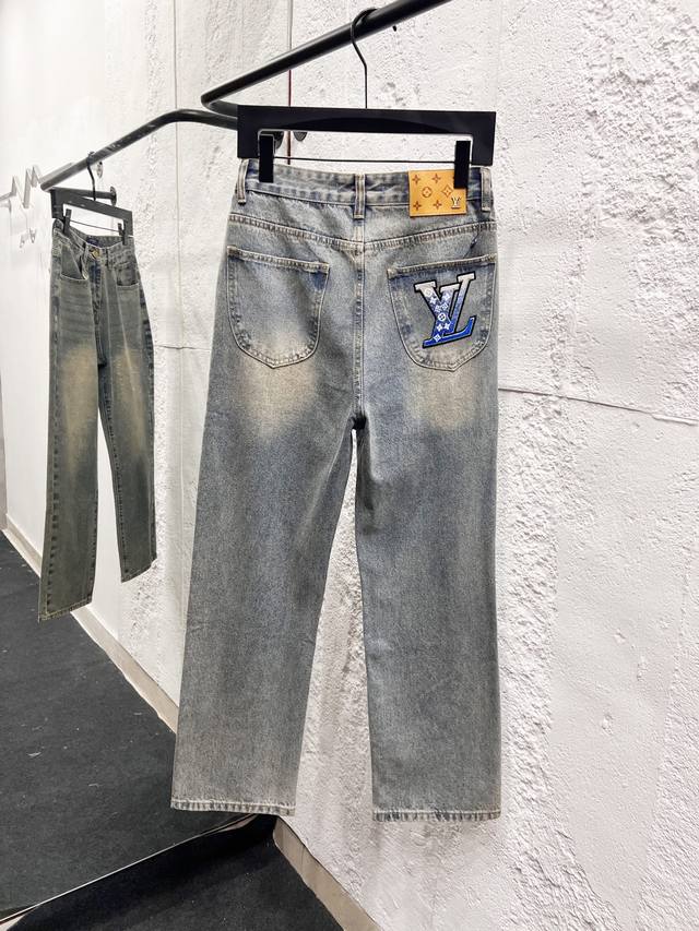 Style No.: H954 Louis Vuitton Ss25 Pure Cotton Washed Cartoon Print Jeans, Unise