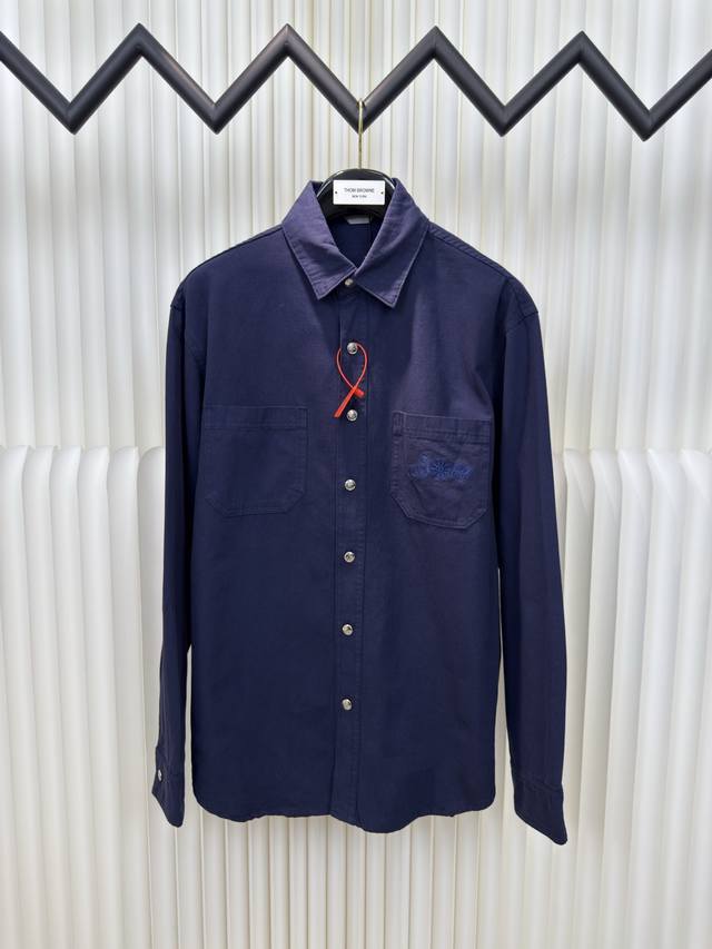 Dior Collaboration Embroidered Shirt. Made with custom-dyed grey-blue pure cotto