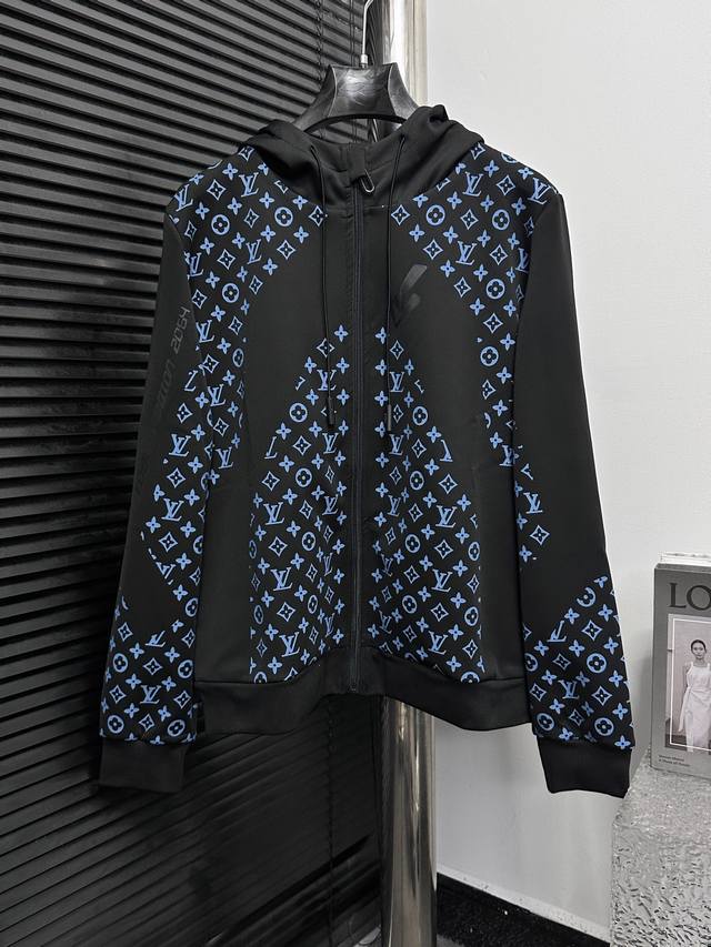 Louis Vuitton Limited Edition All-over Monogram Print Zipper Jacket. Made with h