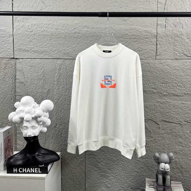 Fen*Di 2025 Early Autumn/Winter New Long-Sleeved Crew Neck Sweatshirt with Foami