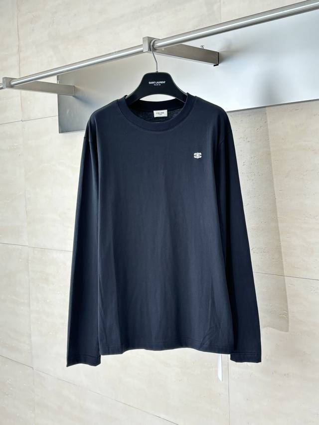 Celin* Celin Arc de Triomphe Embroidered Crew Neck Long Sleeve T-Shirt. Made fro