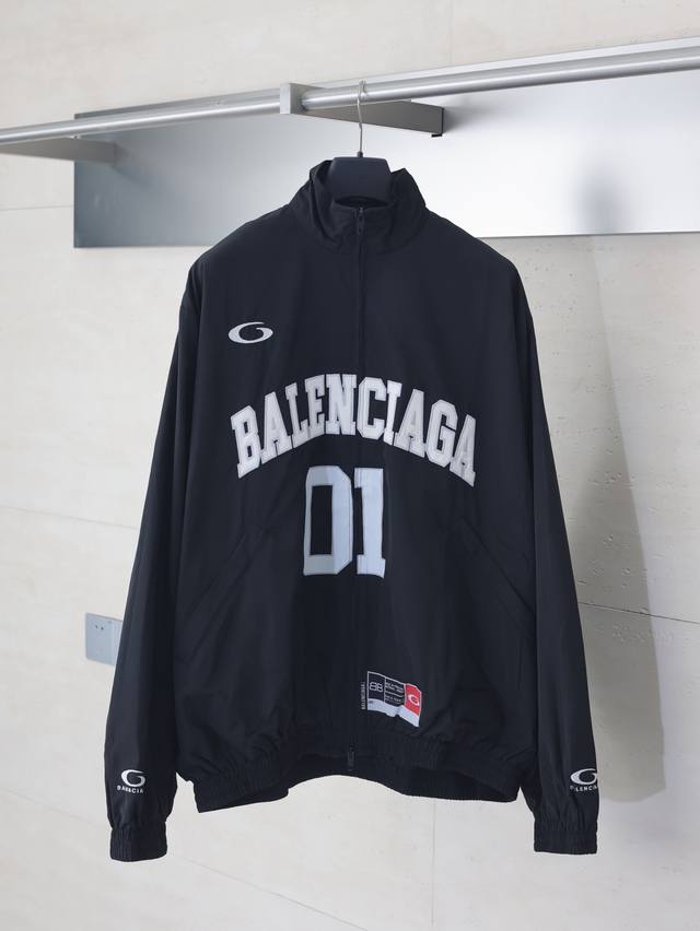 Balenciag* Paris Blcg 01 Football Jacket (Ddd) Made of 50% cotton and 50% nylon