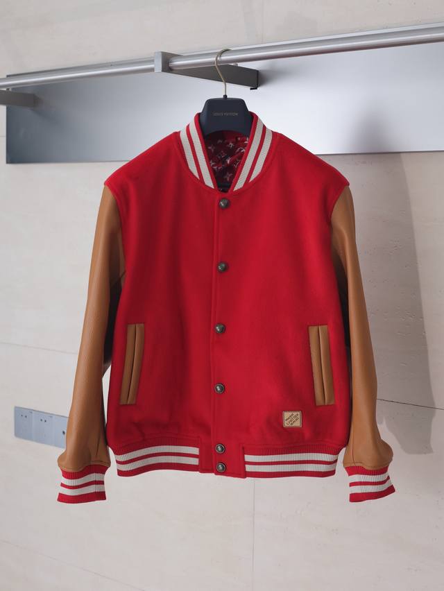 Louis Vuitton 25Ss Nigo Collaboration Wool and Leather Snap-Button Baseball Jack