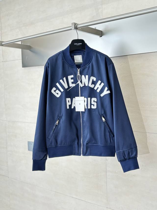 Givench* 25Fw Fall/Winter New Zip-Up Jacket Satin and Cotton Bomber Jacket with