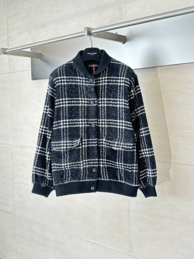 Chanel* Wool Check Single-Breasted Jacket Custom-made fine wool blended yarn che