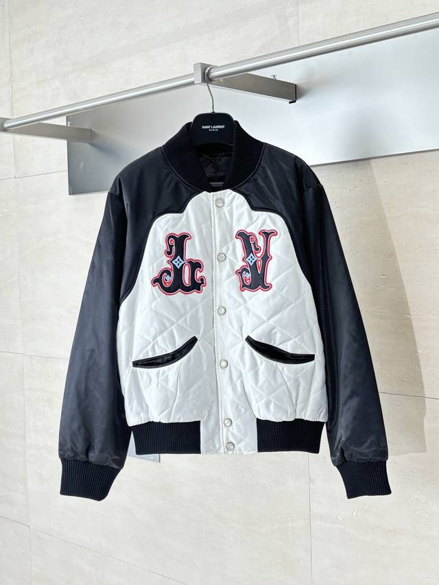 Louis 24Fw Inscription Letter Quilted Color-Blocked Baseball Jacket (originally