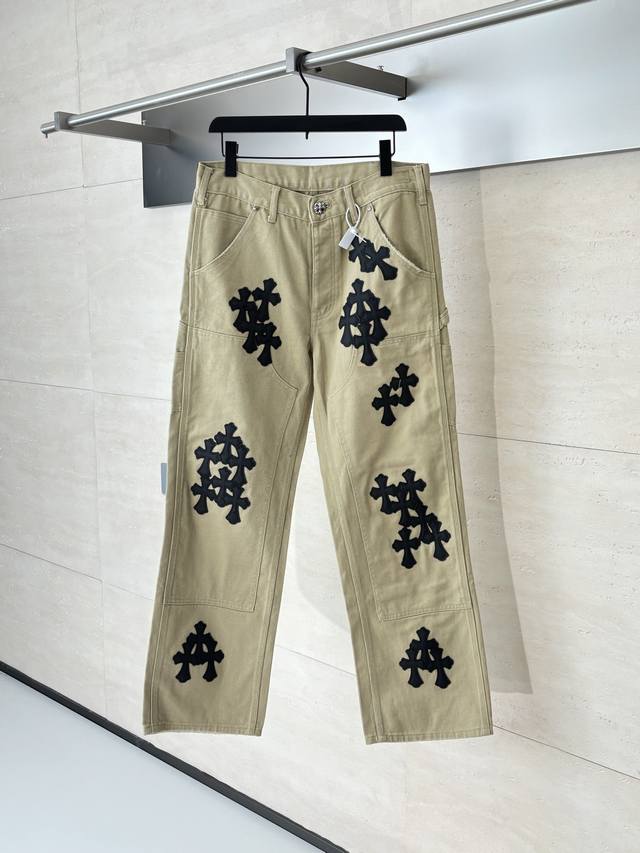 Chrome Hearts Ch Workwear Patchwork Jeans (Ddd). Made with high-ounce twill wash