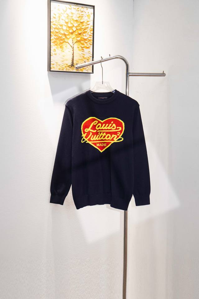 Style No.: Y226 Louis Vuitton Navy Blue Heart Sweater Louis Vuitton x Nigo colla