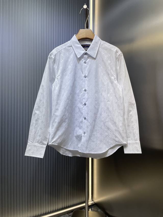 Lv All-over Monogram White Shirt (Ddd) This shirt is made of crisp cotton with a