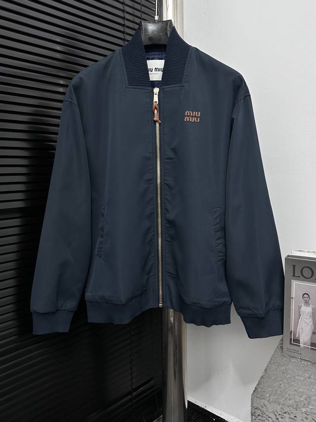 Miu Miu Panama Cotton Blend Bomber Jacket Ddd. Made with custom Panama cotton fa