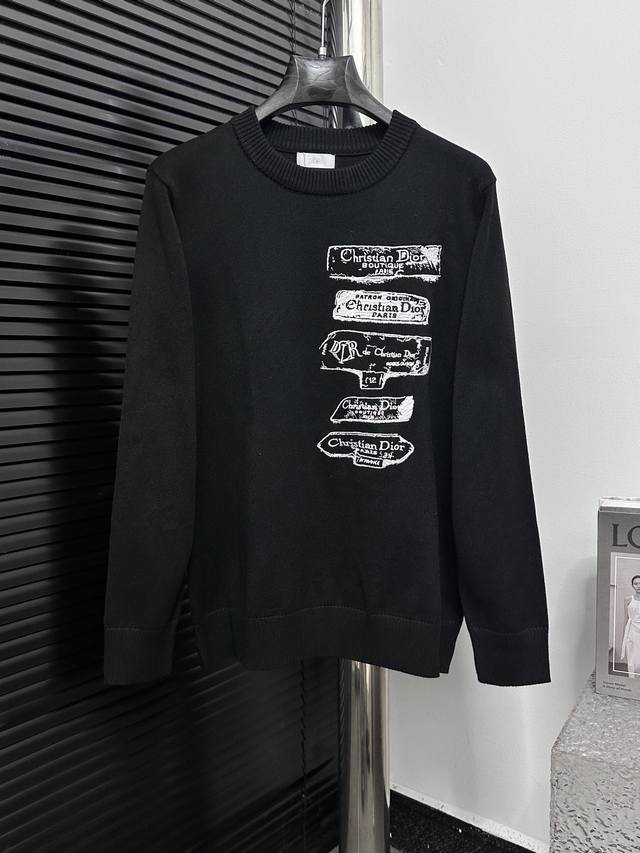 Dior 25Ss Archives Label Embroidered Crew Neck Knit Sweater. The Archives Labels