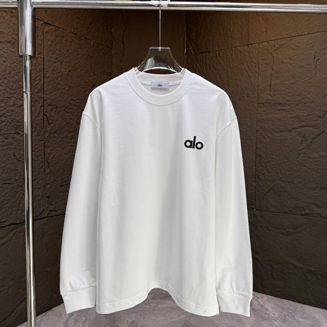 Alo * 2025 Autumn/Winter New Thick Long-Sleeve T-Shirt 320g Pure Cotton Letter L