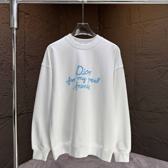 Dio* Dior* 2025 Autumn/Winter New Crew Neck Sweatshirt 400g Terry Cotton Letter
