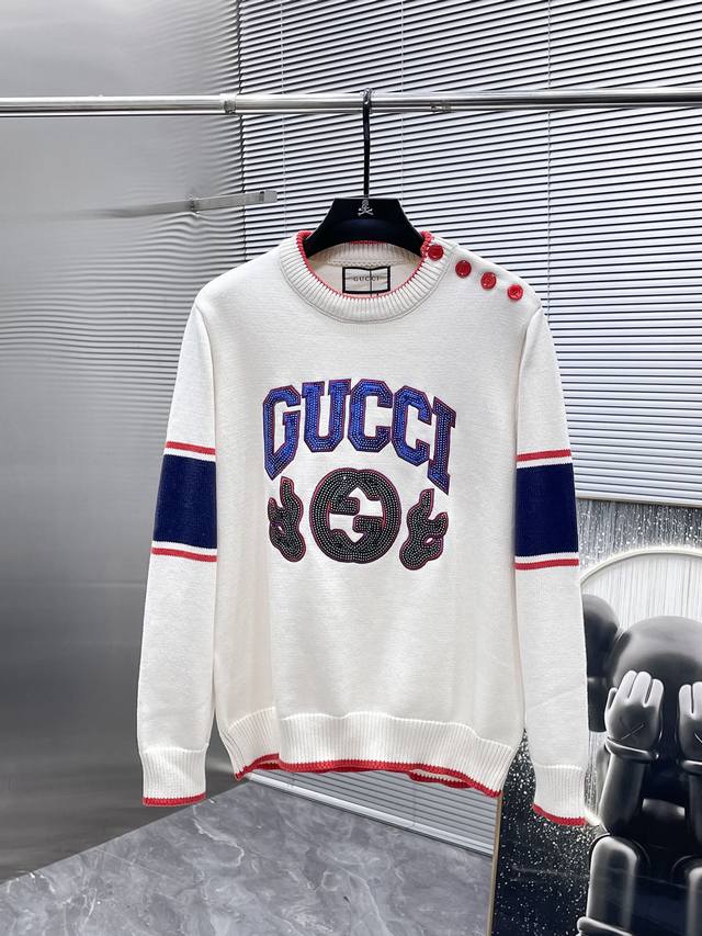 Gucci 2025 Spring/Summer new wool blend long-sleeved crew neck sweater, high-end
