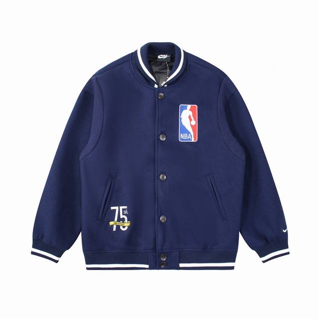 Nike Nba Team 31 Courtside NBA Basketball Logo Embroidered Baseball Jersey - Aut