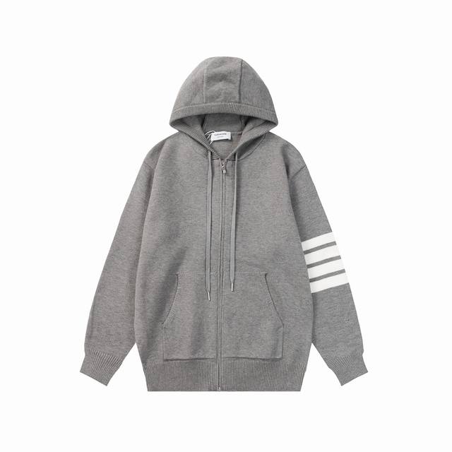 Thom Browne Tb Jacquard Wool Knit Sailing Cardigan, Unisex, Hooded Jacket Colors