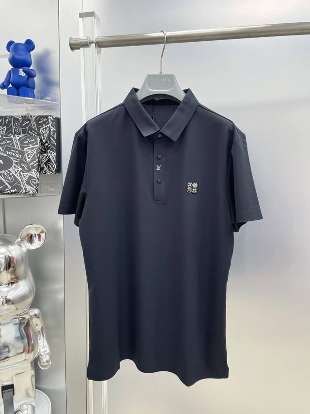 Lv Louis quick-drying fabric 25Ss new logo short-sleeved polo shirt Ss The fabri
