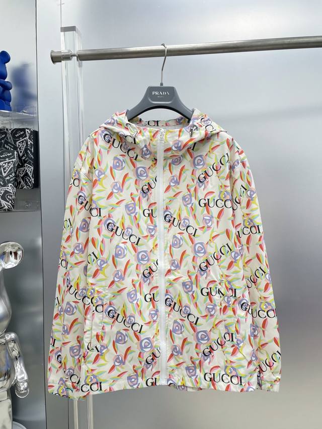 Gu*2025 Summer All-over Print Monogram Logo Sunscreen Jacket Ss Summer Travel Es