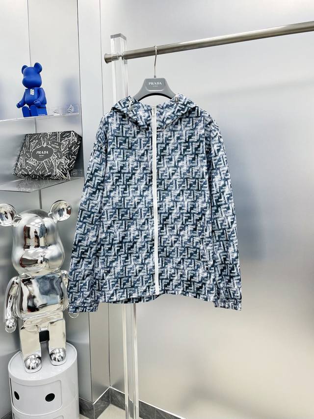 A complete set of Fendi 2025 Summer New Blue All-over Monogram Print Sun Protect