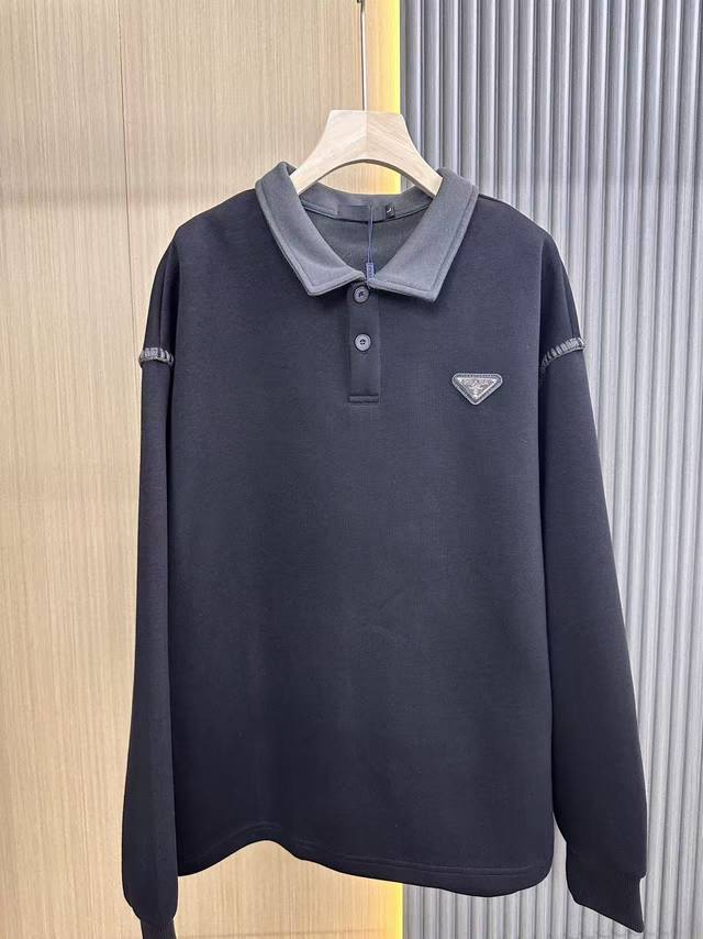 New Arrival! Prada 25Ss Autumn/Winter New Style Collar Sweatshirt with Topstitch