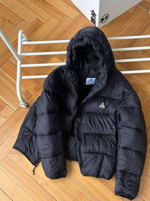 Nike Acg series logo print hooded cotton jacket, unisex, size S~XL, black. Flags