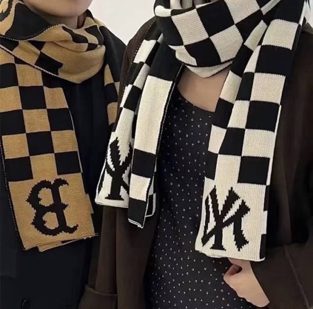 Original High-Quality Mlb Autumn/Winter New Reversible Checkered Jacquard Monogr