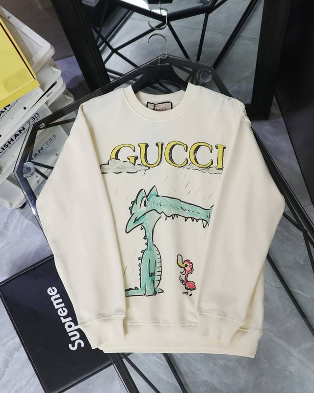 Price Drop Gucci Crocodile and Chick Print Crew Neck Sweatshirt Style No.: 708 O