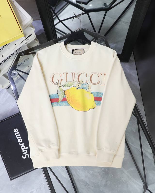 Price Drop Gucci Print Crew Neck Sweatshirt Style No.: 702 Original Fabric, Offi