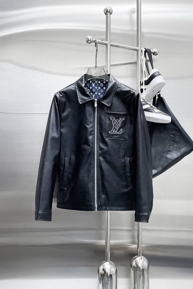 Louis Vuitton LV 2025 Spring/Autumn New Leather Jacket, runway new arrival, in p